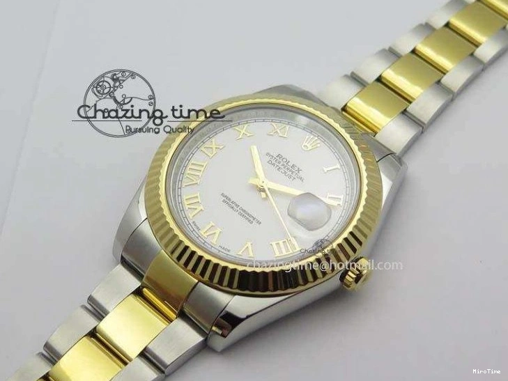MiroTime 0404 DateJust II 116333 SS YG 41mm EW Best Edition White Dial Roman Markers On SS Bracelet A Casual 3821